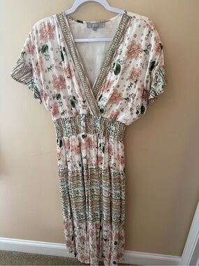 J Gee Floral Ruffle Maxi Dress viscose made in India size M